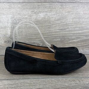 Vionic Debbie Women’s Sz 8 Black Suede Slip On Comfort Flats Loafers